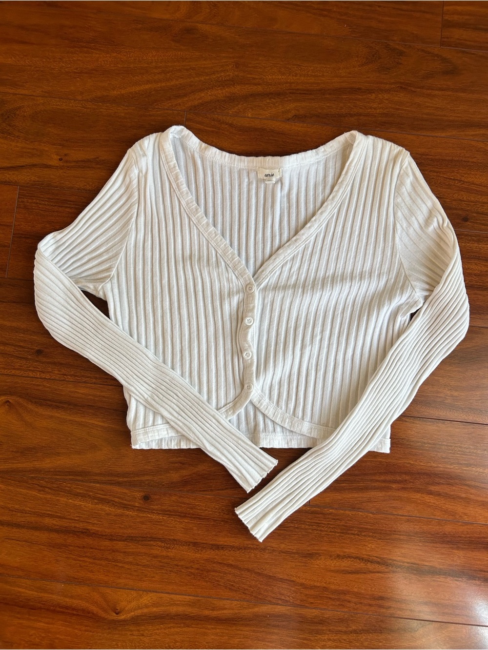Aerie Ribbed Button Up Long Sleeve